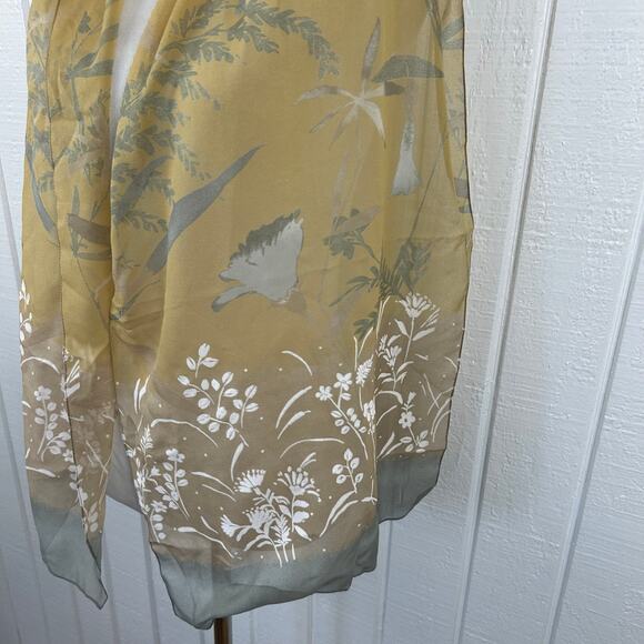 Basha Scarves Women Made in Italy Floral Head Neck Scarf Rectangle Gold Gray - Picture 6 of 9